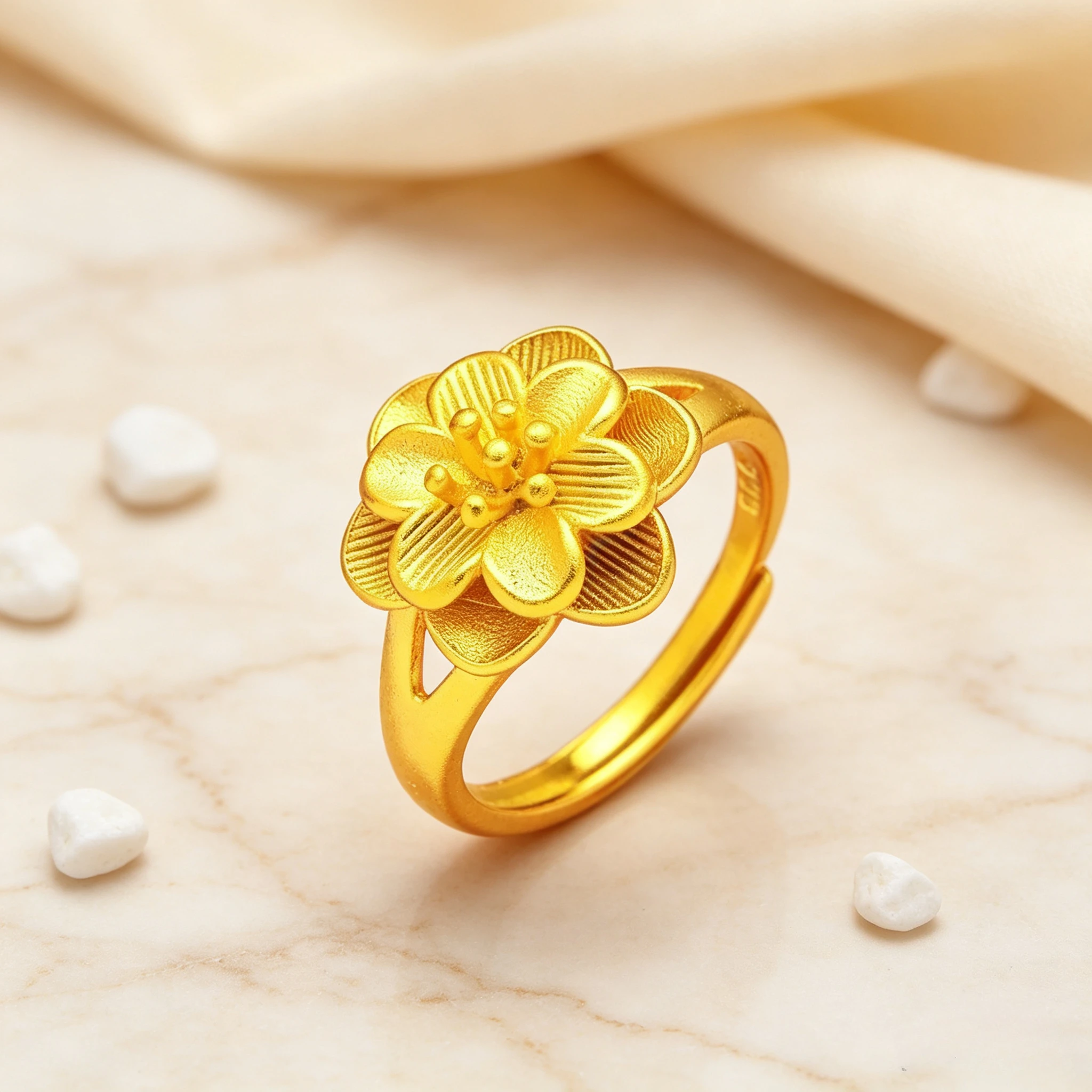 women's  jewelry  ring adjustable Au999 large pistil flower gift to give to friends  jewelr Giving gifts for friends