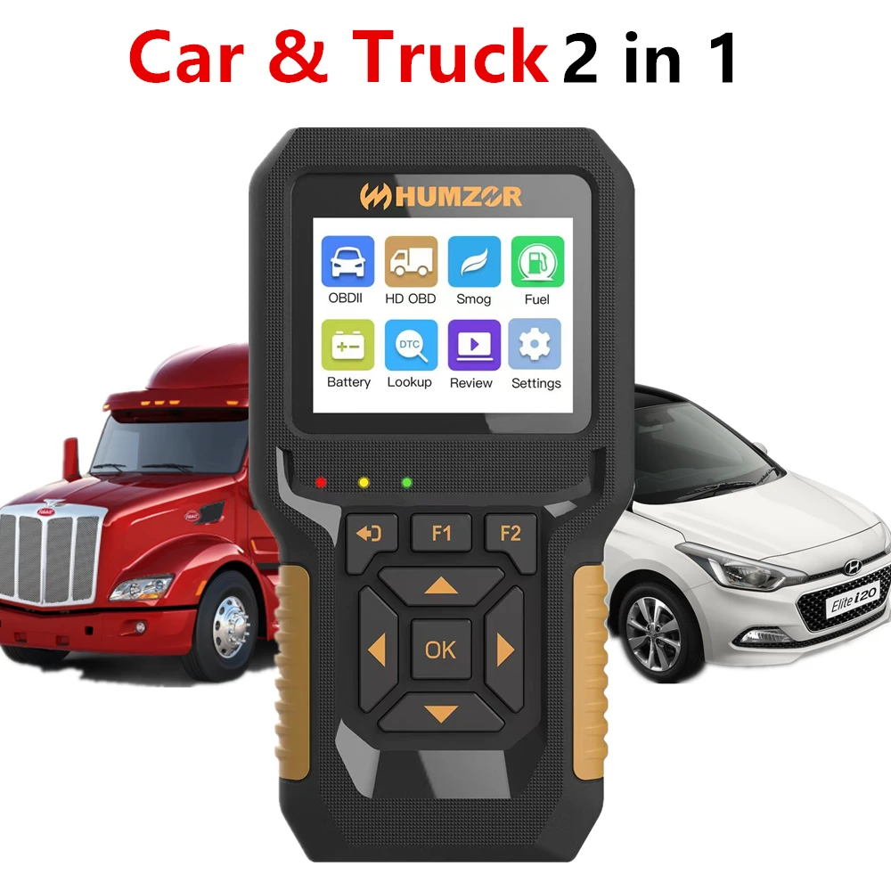 Car Truck OBD2 Scanner for 12V Gasoline Car 24V Diesel Heavy Duty Truck OBD Diagnostic Tool ABS Fuel Brake ESP EVAP Code Reader