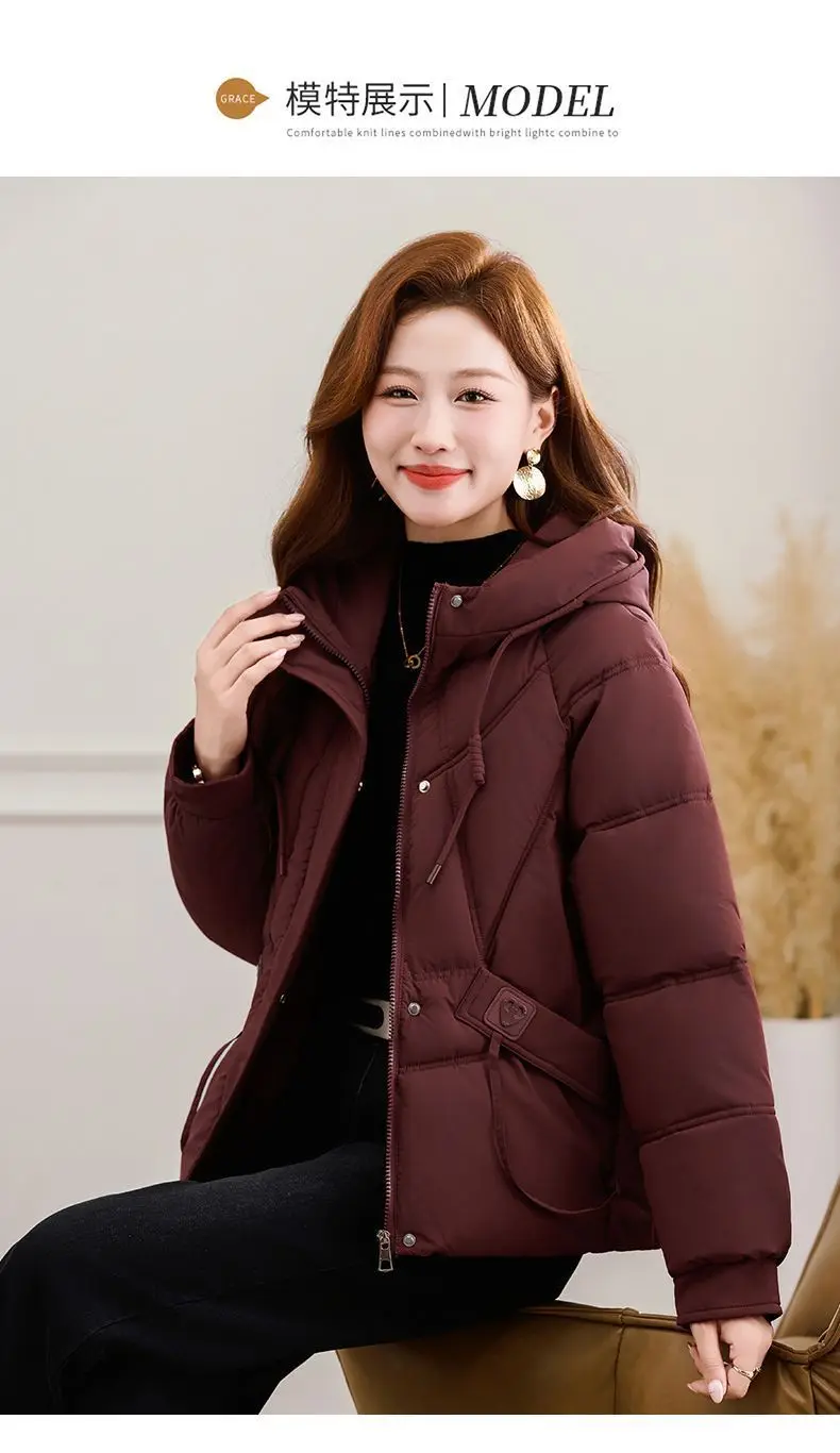 2027 Winter New High End Big Fur Collar Workwear Down Cotton Jacket Women's Fashion Short Thicken Cotton Female Parkas Coats