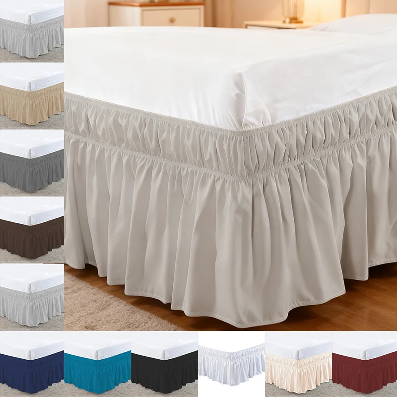 

Hot Sale Elastic Simple Style Elastic SolidColor Bed Apron Wrap Around Dust Ruffle Fit Bed Skirt for Home Hotel Home Decor Saias