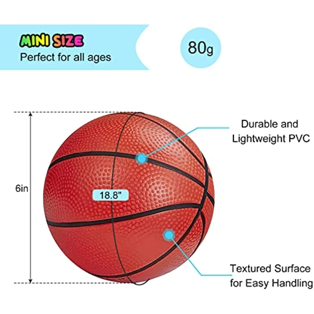 Mini Basketballs 3 Pieces 15cm Small Basketball Durable PVC Basketballs for Mini Basketball Hoop for Toddlers Kids Teenagers