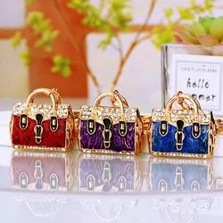 Creative Jewelry Key Chain Set Rhinestone Handbag Car Keychain Female Bag Accessories Key Chain Metal Enamel Pendant Small Gift