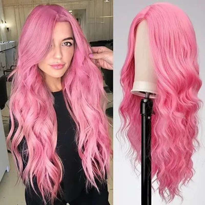 Parrucche lunghe per donna Parrucca piena sintetica resistente al calore con onde grandi Capelli ricci dall'aspetto naturale per l'uso quotidiano Senza grovigli