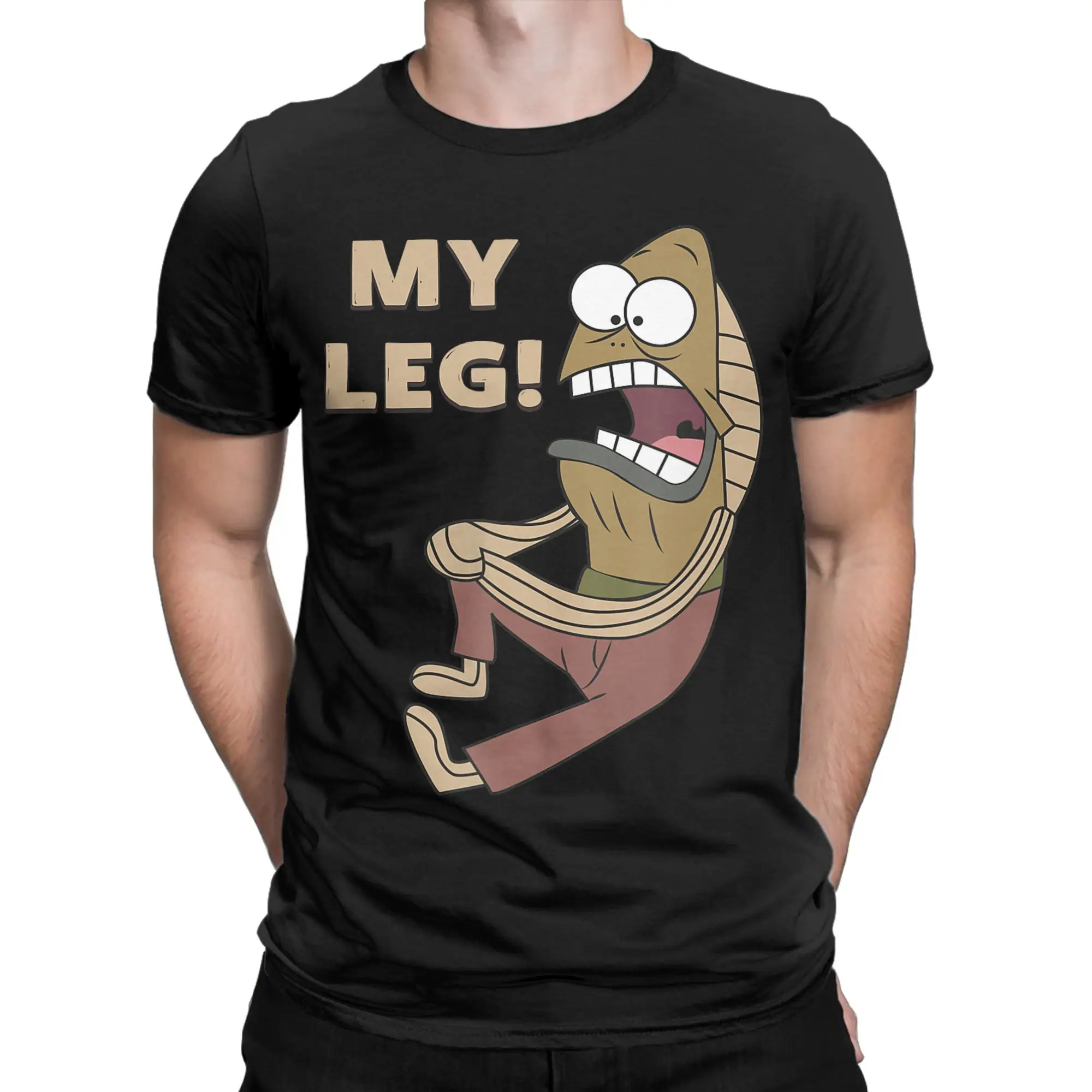 Fred der Fisch, mein Bein! Spongebobs T-Shirts für Herren, 100 % Baumwolle, lässige T-Shirts mit O-Ausschnitt, kurzärmelige Oberteile für den Sommer – Detail 3