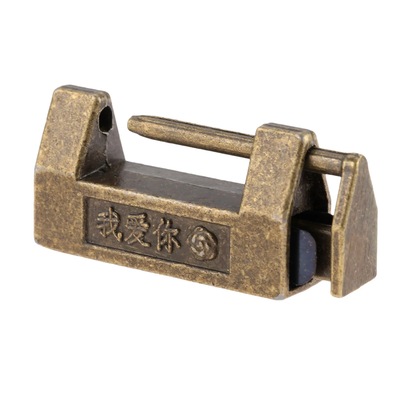 DRELD 33x18mm Vintage Antique Chinese Old Lock Retro Padlock Jewelry Wood Box Padlock Lock for Suitcase Drawer Cabinet with Key