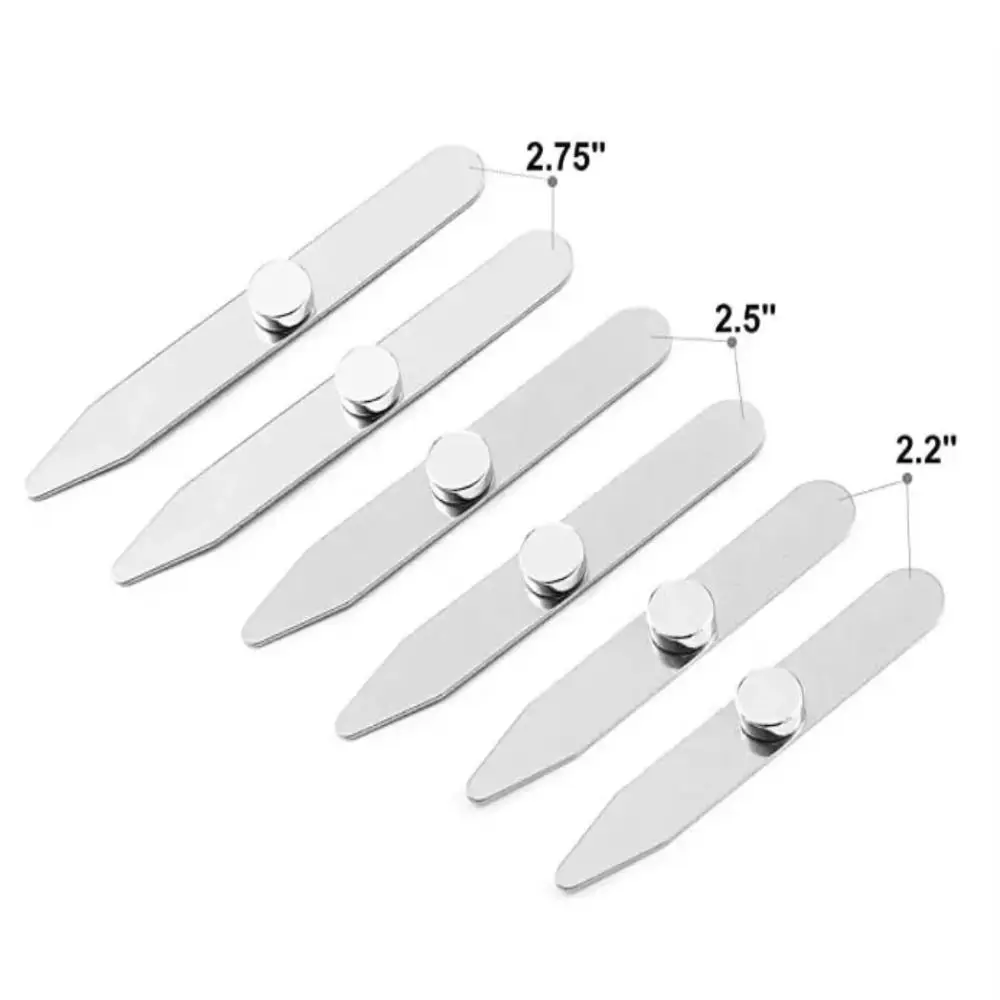 6Pcs New Stainless Steel Collar Stays Magnetic with Box Collar Support Collar Support Plate for Business Men