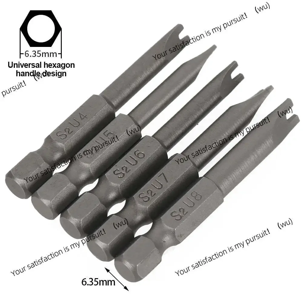 5pcs U Shaped Screwdriver Bits 1/4 Inch Hex Magnetic Screw Driver Set 50mm Length U4 U5 U6 U7 U8 for Hand Tools