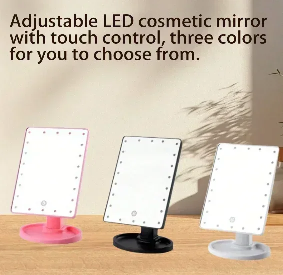LED Makeup Mirror with Light, Desktop Mirror Surface RotatableMakeup Mirror Light BrightnessAdjustable Cosmetic Light Up Mirror