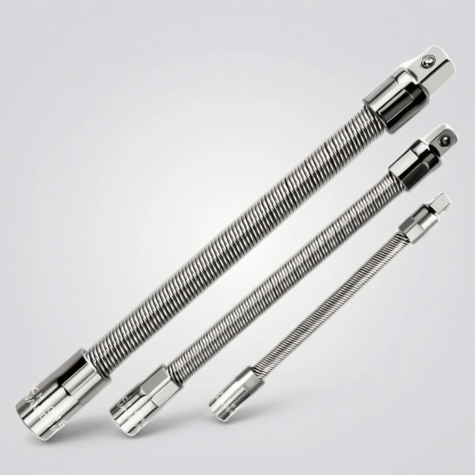 3 Pieces Flexible Socket Extension Bar Bendable Flexible Socket Extension Tool Chrome Plated Portable for Mechanics