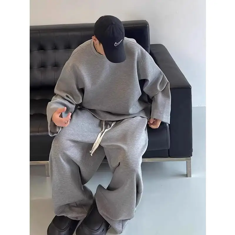 

Комплект из двух предметов: толстовка и брюки в стиле ретро из Гонконга, большие размеры, новинка, весна-осень, спортивный костюм