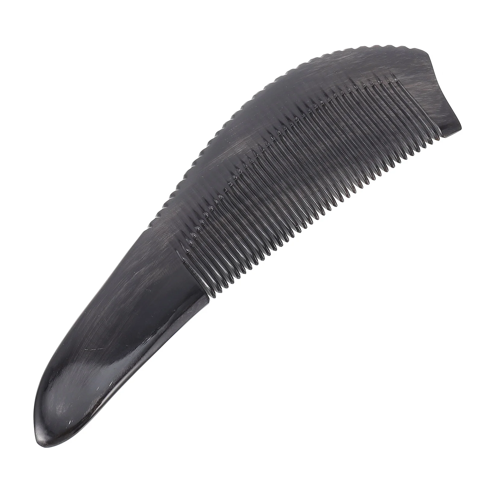 Black BUFFALO Horn หวี Simple Hairdressing เครื่องมือจัดแต่งทรงผมแบบพกพามือถือหวีสําหรับชายนวดหนังศีรษะแฟชั่นตัดผม