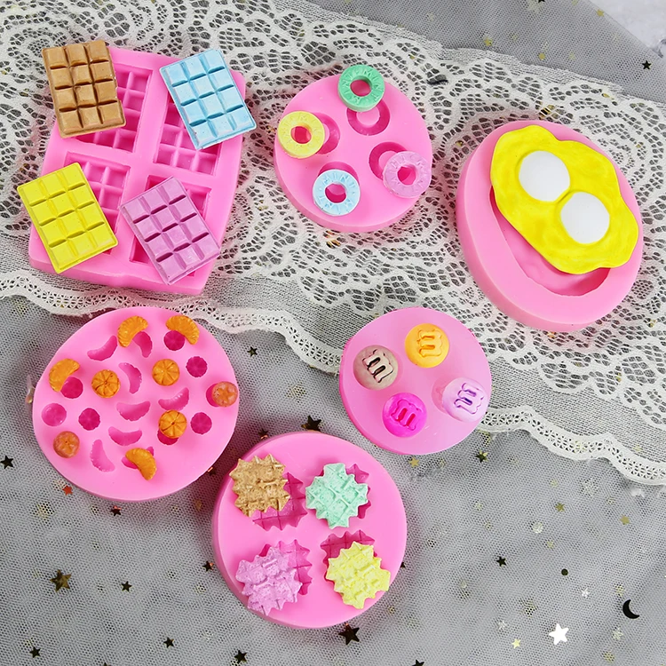 Double Yolk Egg Whistle Sugar Waffle m-bean Mini Orange Biscuit cake decoration mold mini food play silicone mold