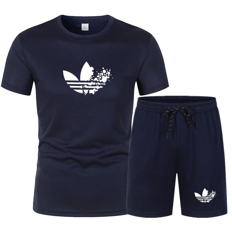 

2026 casual summer men's breathable and comfortable sports suit new fashionable pullover, basketball short sleeved T-shirt+short