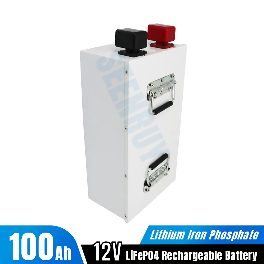 12V 100Ah Lifepo4 Battery Pack Lithium Iron Phosphate Deep Cycle for Outdoor Campers Solar Energy Built-in BMS +Charger