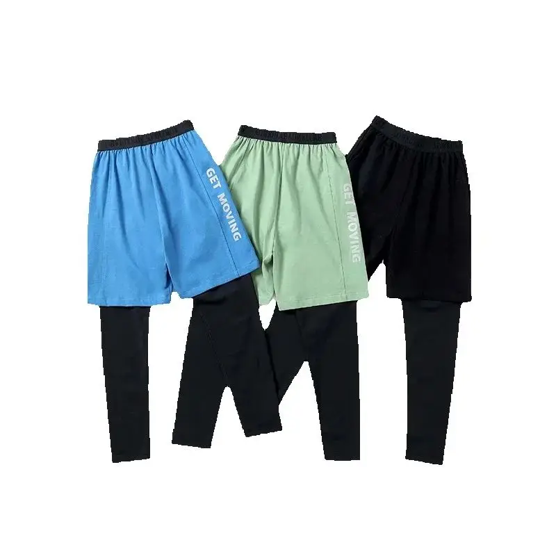 Spring and Summer Trendy New Big Children Sports Pants Boys Quick Drying Ice Silk Fake Two-piece Pants Mosquito Proof