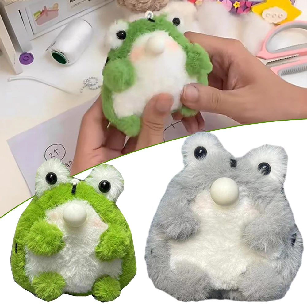 Cute Frogs Plush Toy Keychain/DIY Material Bag Multi-Purpose Keyrings Bag Pendant For Women Men