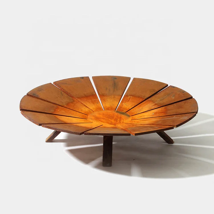 Corten Steel Outdoor Wood Burning BBQ Grill  Square Metal Firepit Backyard Patio Garden Charcoal Brazier Stove