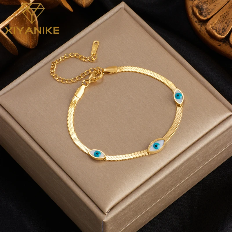 Женские браслеты из нержавеющей стали XIYANIKE 316L в европейском и американском стиле, украшение в форме глаза, женский браслет, Новое поступление, ювелирные изделия