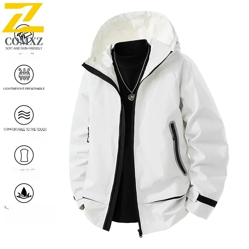 COMXZ 2025 Men Jacket Fashion Hooded Jacket Outdoor Camping Windproof Coat American Style Casual Quality Lightweight Coat