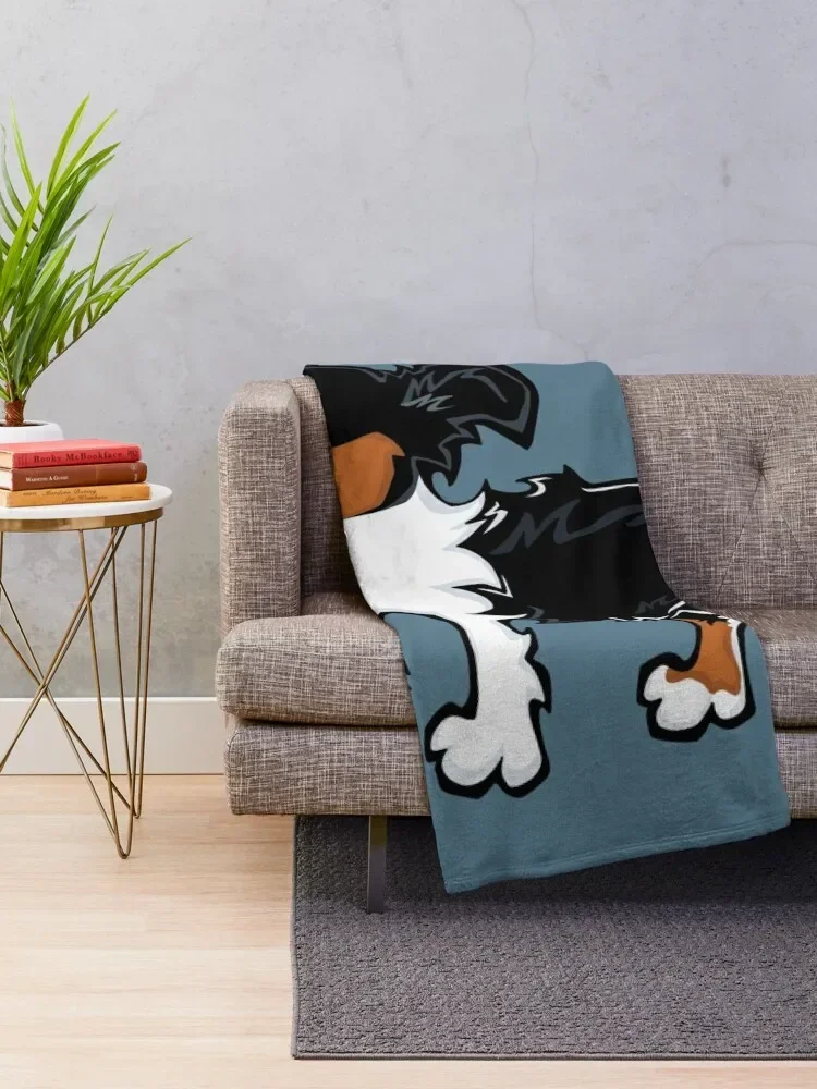 Border Collie - Tricolour (Full Body) BLUE BG Throw Blanket valentine gift ideas Heavy Personalized Gift Thermal Blankets