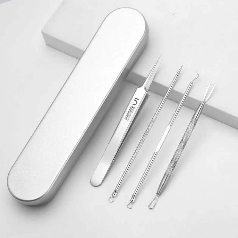 Pincettes professionnelles pour points noirs, dissolvant de points noirs en acier inoxydable haute dur, Kit d'outils Popper de boutons de précision, extracteur de points noirs