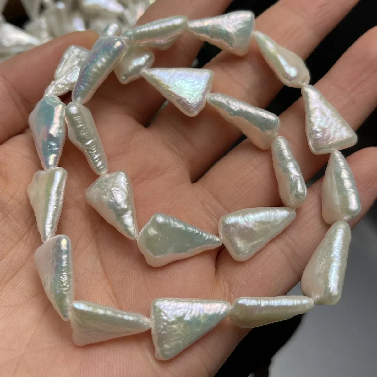 

10x16mm 5A 40cm Natural Freshwater White Triangle Dazzling Pearl Bead Women Gift Jewelry Make DIY Necklace Bracelet Accessories
