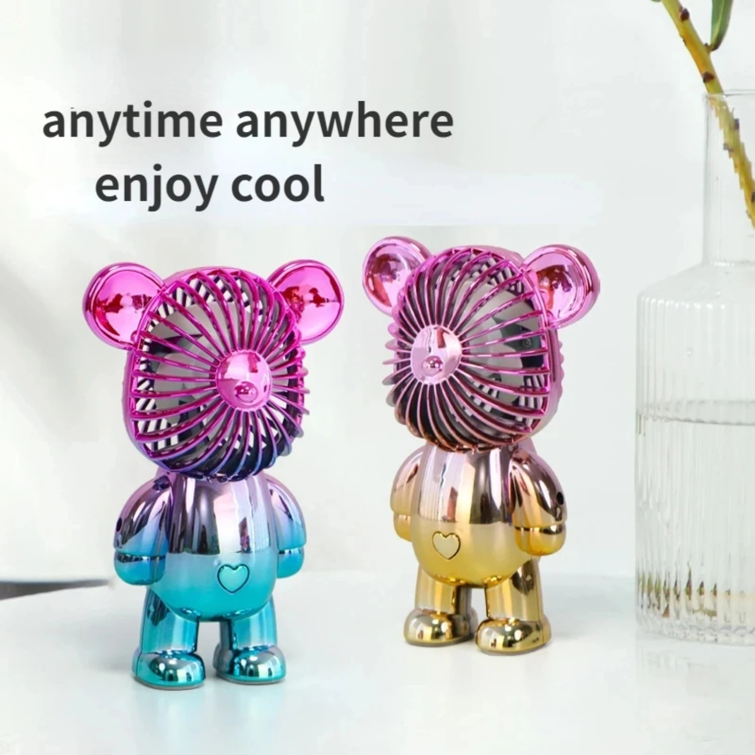 

USB Mini Cute Cartoon Fan Wind Power Handheld Portable Fan Convenient Office Outdoors Small Fans Gifts