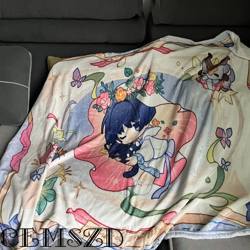 حار لعبة Genshin تأثير الهيام تأثيري 100 × 150 سنتيمتر أنيمي الكرتون أفخم تكييف الهواء بطانية Balladeer هالوين اكسسوارات