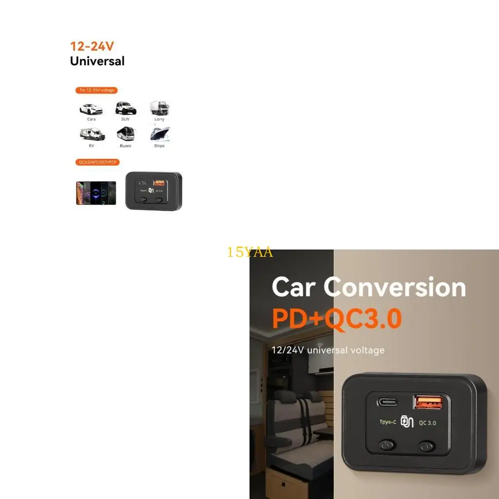 15ya usb type c car مع Quick & pd QC3.0 USB Fast Charging