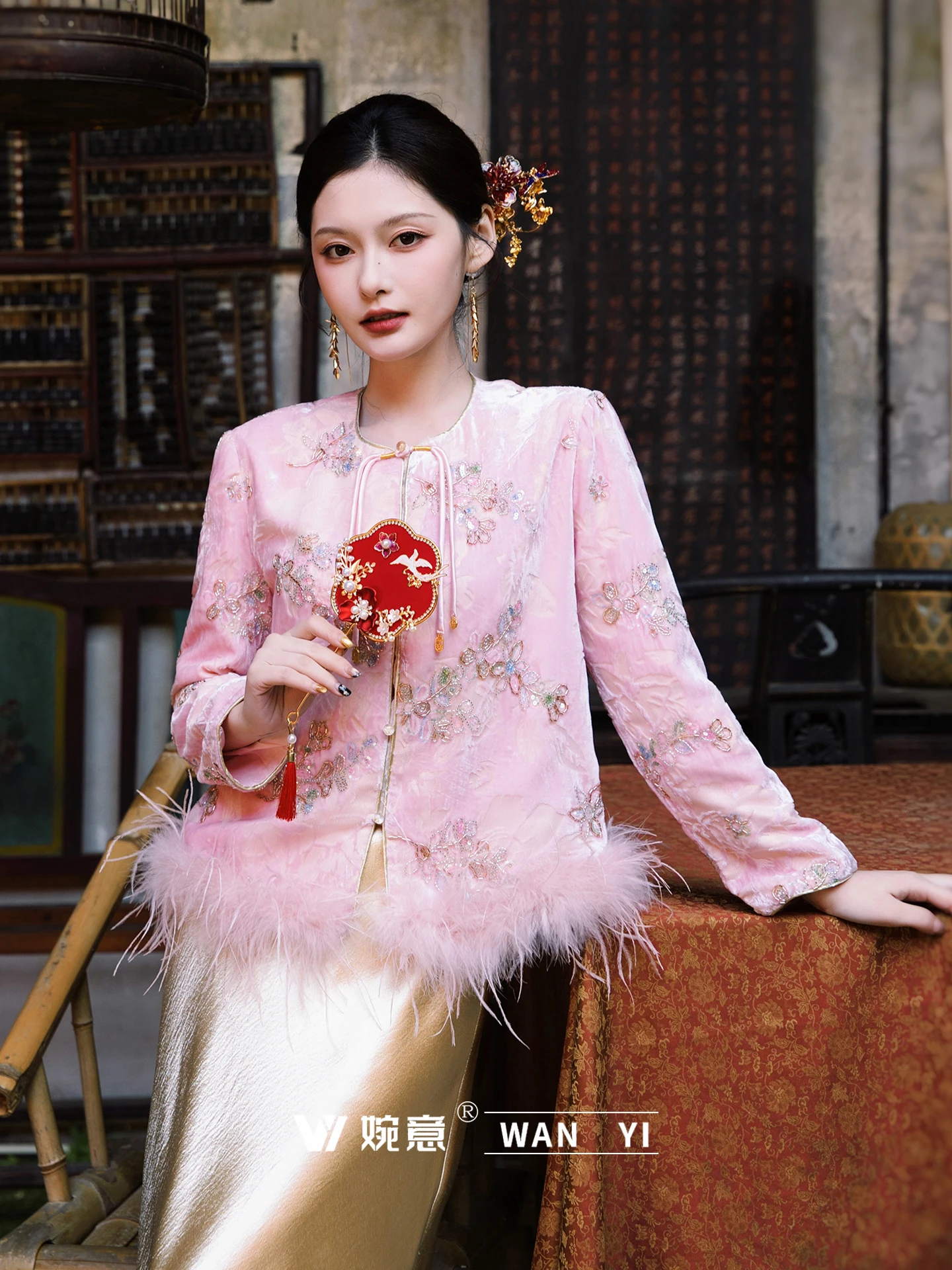 

Ele Red New Chinese Sle Wedding Dr Long Sve Zipper Ba High Waist Fi Tail Gown for Engagement And Banquet