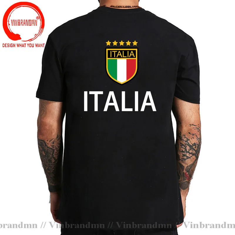 Italy Footballer T Shirt Men Italy Shirt for Men Italia Tshirt Mens Tops Italian Flag Royal Blue Cotton Jersey T-Shirt Camisetas