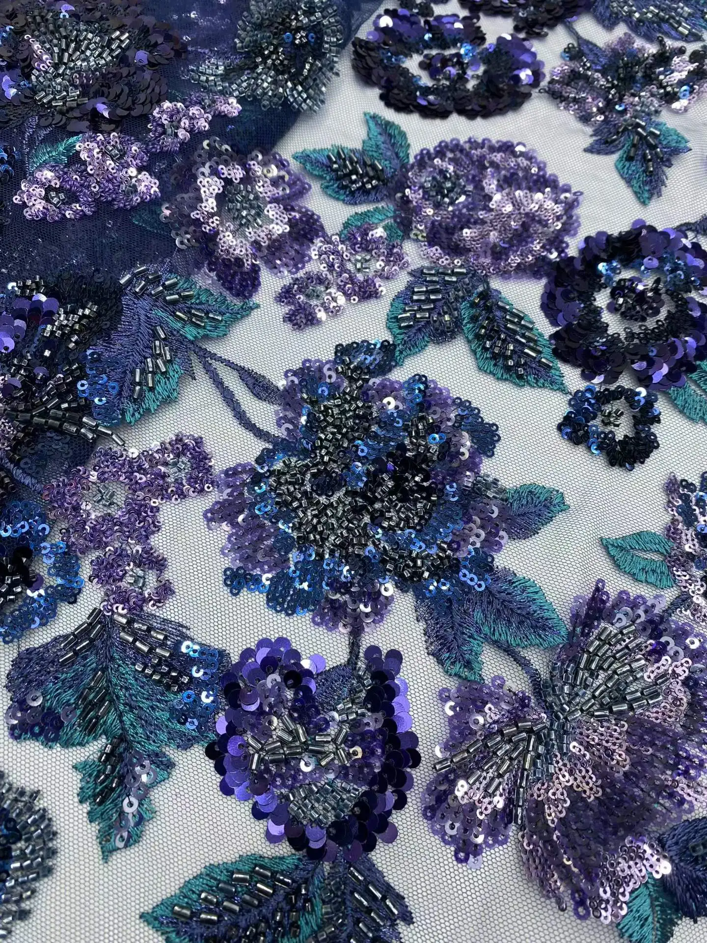 3D Nigerian Tulle Lace Fabric 2026 High Quality African Sequins Beaded Lace Fabric For Women Evening Party Dress Sewing 2832 view 2