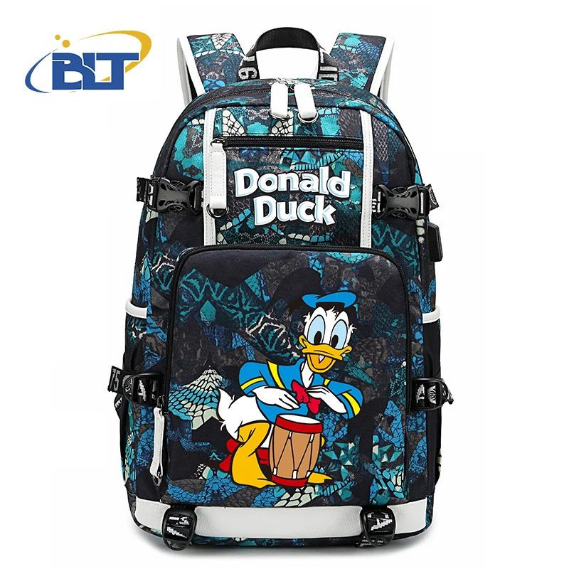 Disney Donald Duck Printed Student Schoolbag Casual Backpack Youth Large Capacity Travel Bag