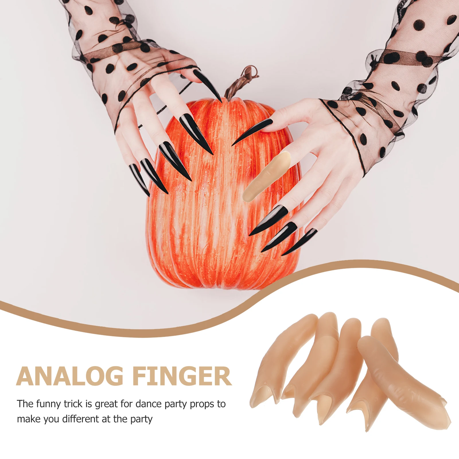 

5pcs Simulation Long Fingers Toy Kids Halloween Articulated Fake Finger Prop Trick Novelty Gift Soft Durable Portable