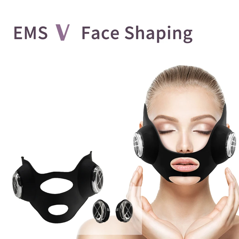 คางกระชับสัดส่วนหน้ากากซิลิโคนรูปตัว V Ems Microcurrent Beauty Facial คอ Lift เครื่องนวด Band เทป Face Lifting Machine