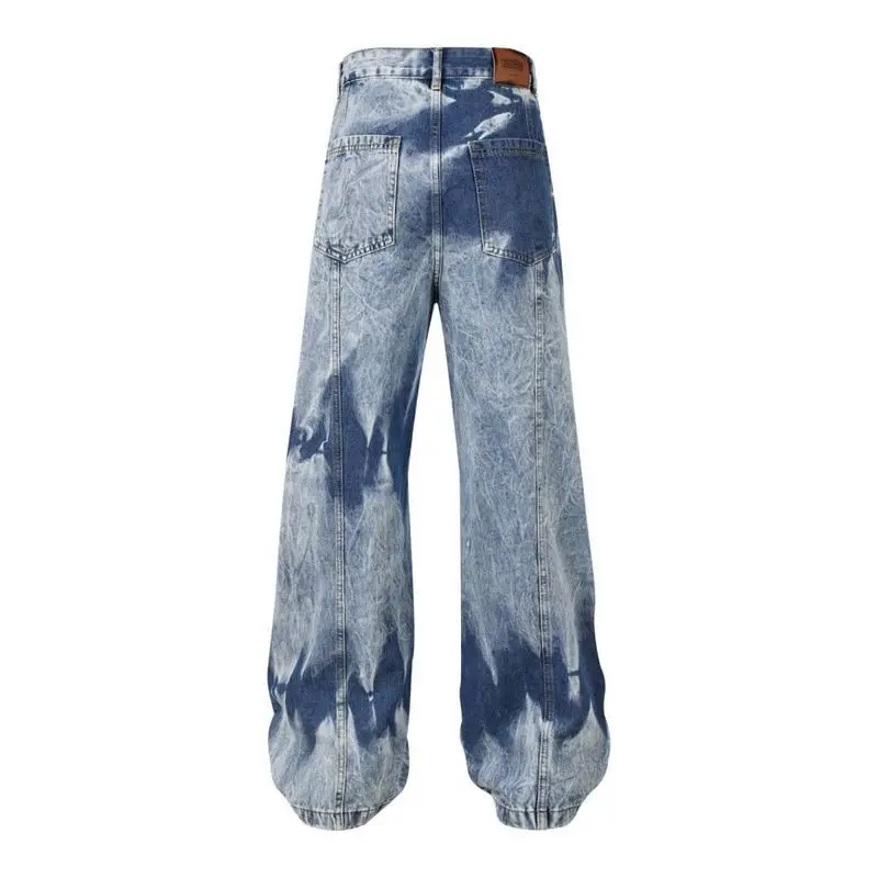 Men's Fashion Hip Hop Cargo Jeans Pants With Multi Pockets High Streetwear Bell Bottom Denim Trousers Loose Fit Y2K Bottoms