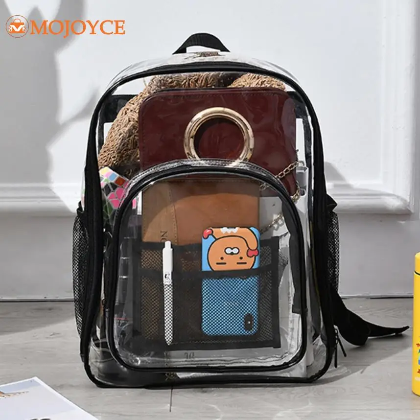 2023 New PVC Waterproof Transparent Schoolbag See Through Student Backpack Large Capacity Clear Unisex Knapsack Designer Bookbag