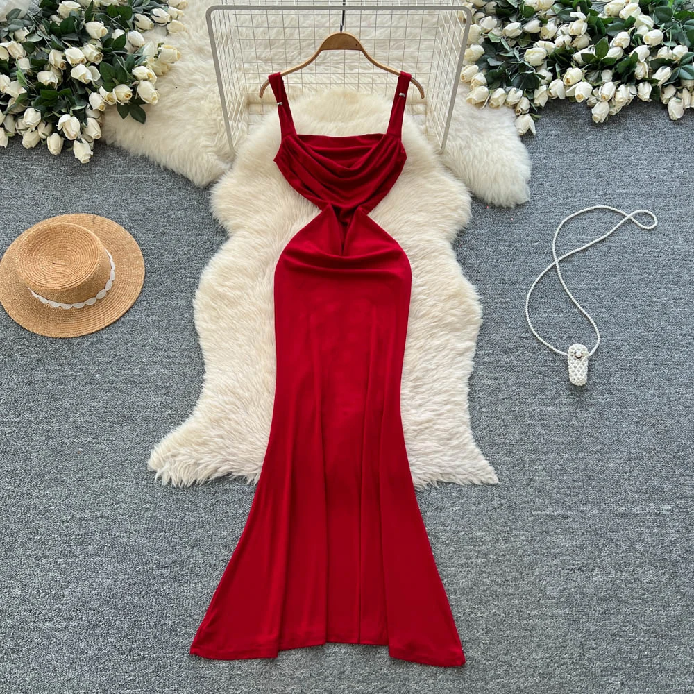 Chic vintage Sexy swinging collar backless Fairy Long dress Women Boho Sundress ceremony dresses