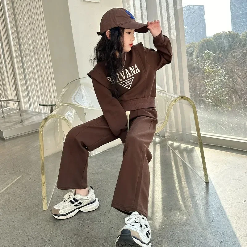 ربيع الخريف نمط جديد الفتيات بدلة رياضية غير رسمية 2 قطعة مجموعة ملابس الأطفال العصرية مناسبة للطقس