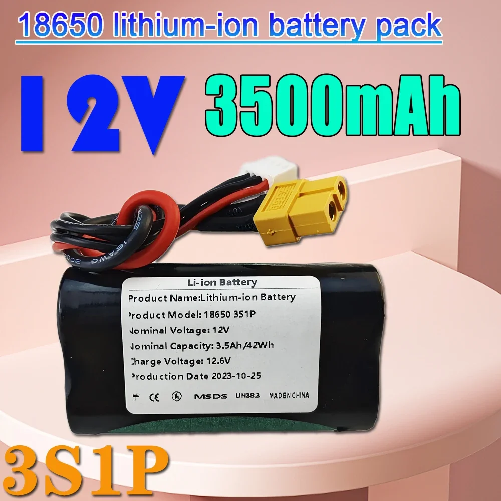 3S1P 12V 3.5Ah 12.6V High Capacity UAV Rechargeable Li-ion Battery for Various RC Airplane Drone Quadrotor XH2.54-4P XT60