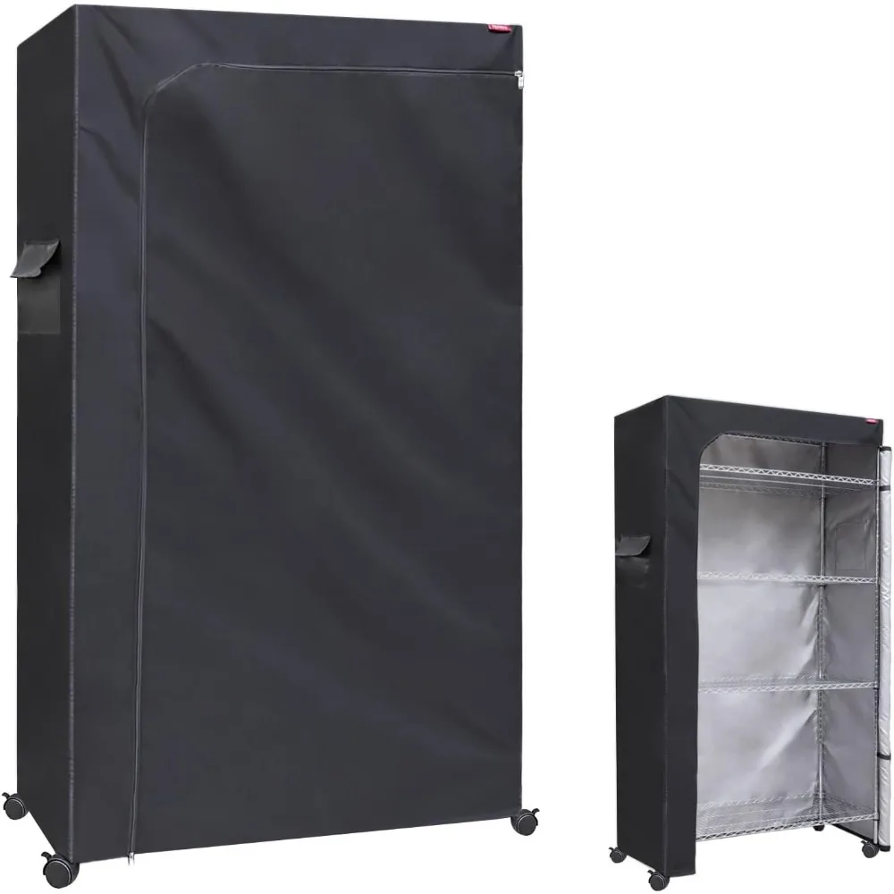

Heavy Duty Waterproof Shelf Cover with Two Way Zipper 36x18x72 Black Dust Protection Only