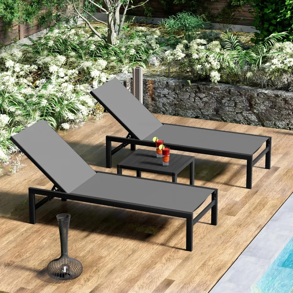 

Chaise Lounge Outdoor Aluminum Outdoor Chaise Lounge Set of 2 Flat Chaise Lounge Chair for Pools Patio Outdoor Lounging
