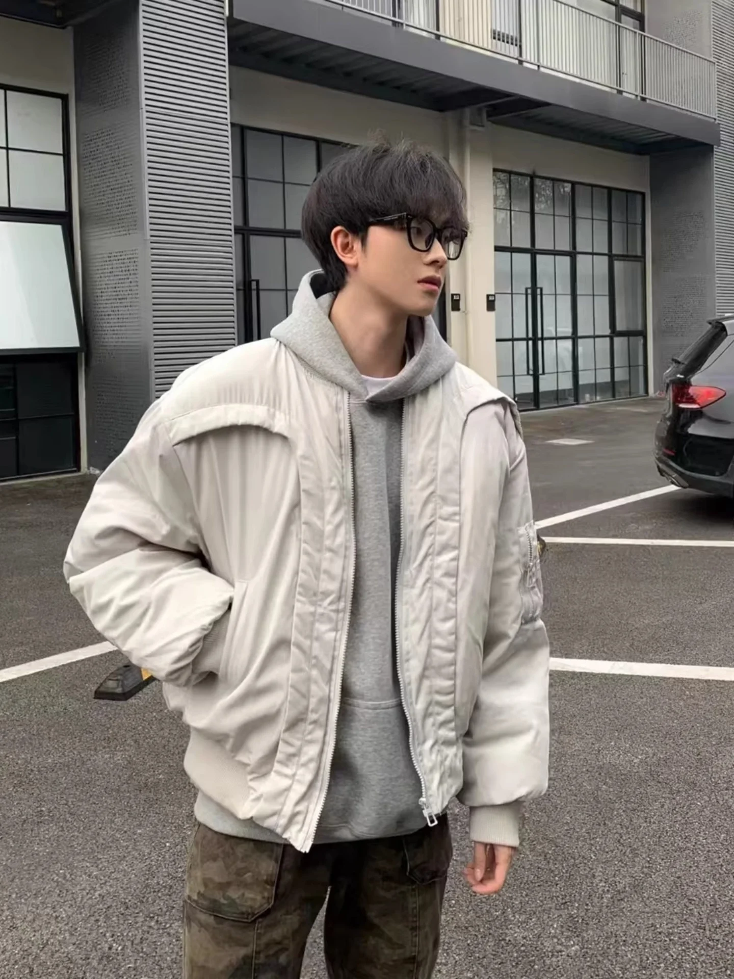 

Американская деконструированная куртка-парка Arc Flight из утолщенного хлопка для мужчин, зимняя, дизайнерская, Cleanfit, свободного кроя, с множеством карманов