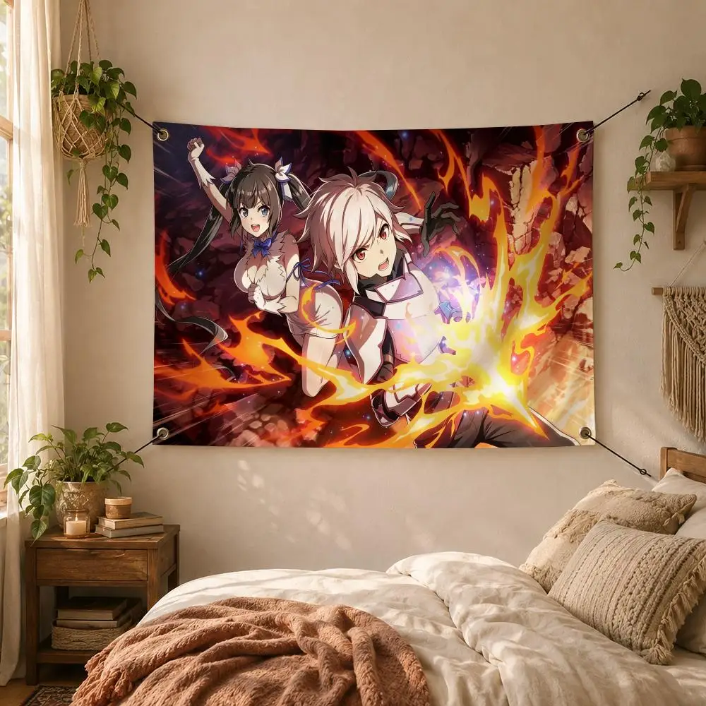 Anime Japanese Iconic Epic DanMachi Flags Decorative Flag Banner for Outdoor Garden Yard Camping Party Home Wall Hanging Decor