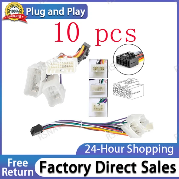 Car Radio 16PIN Adaptor Wiring Harness For Toyota Audio Power Cable Wire Plug Head Unit Harness