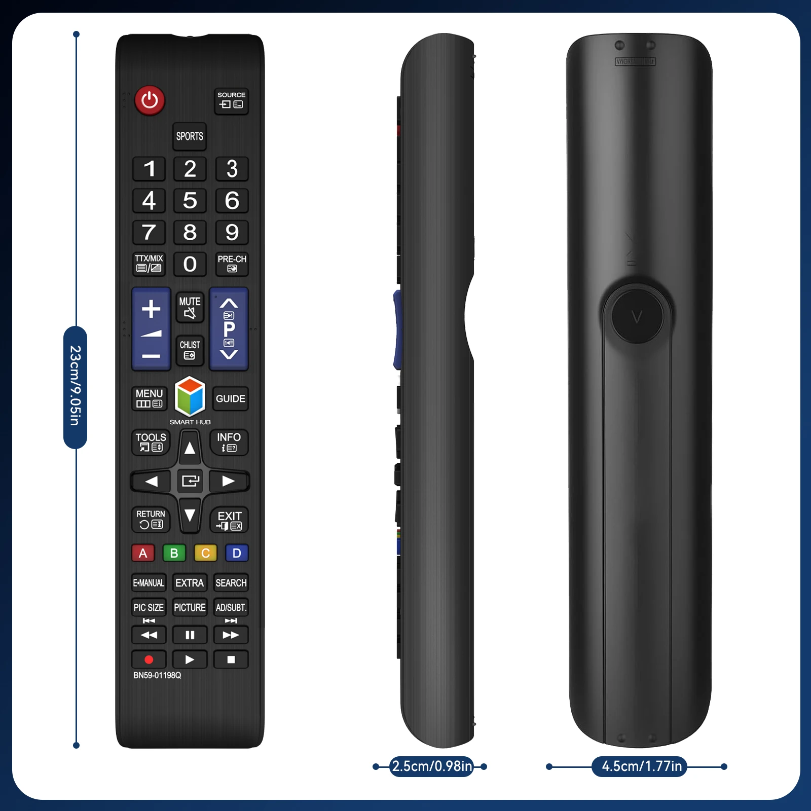 New Replacement tv Remote BN59-01198Q for all samsung tv remote control 3D LCD LED smart TV - No Setup Required