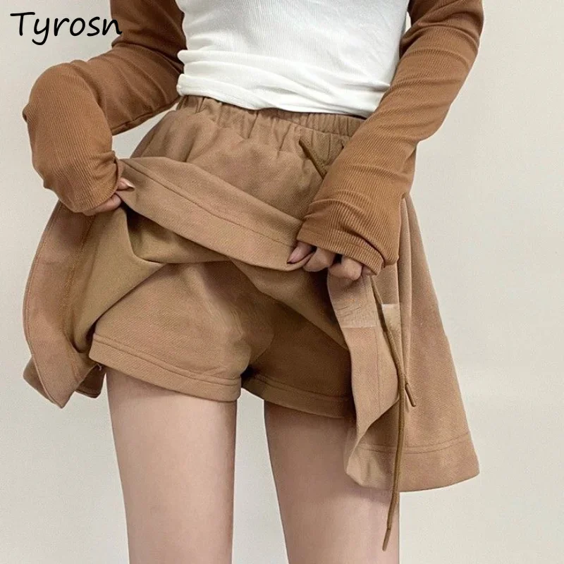 

Skirts Women Design Loose Fashion Simple Solid Summer A-line Ladies Leisure Elastic Waist Daily Tender All-match Korean Style