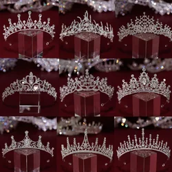 DIEZI Princess Silver Color White Crystal Tiara Crown Women Girls Birthday Party Dress Tiara Elegant Queen Bridal Accessories