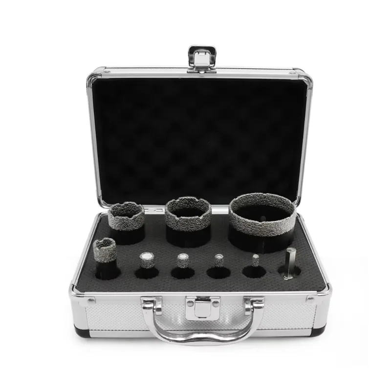 

Набор алмазных сверл 6/8/10/13/19/35/45/65/HEX в алюминиевом кейсе, набор коронок для сверления отверстий, сверла для мрамора, бетона, гранита, плитки