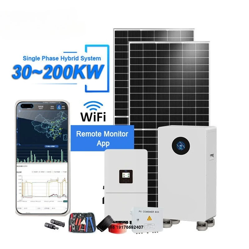 All in One House 30Kw 20Kv Full Hybrid Solar Cell Power Generation Energy Kit System 30Kw 40Kw 220V, Suitable for Home Use 50Kw